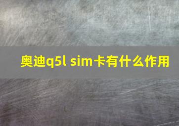 奥迪q5l sim卡有什么作用